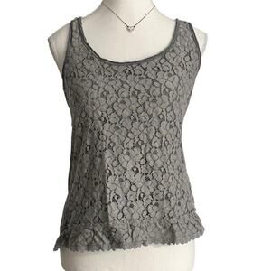 Hollister Laced Embroidered Gray Vintage Size M Tank Top Perfect Layering Piece